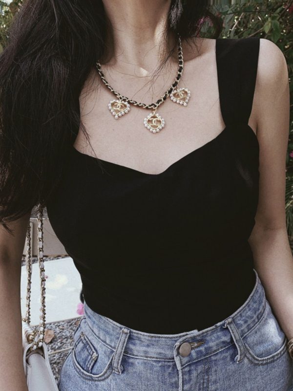Versatile Black Wide Strap Camisole - 2025 Spring/Summer, French Style, Perfect for Vacation, Y2K Inspired Fashion