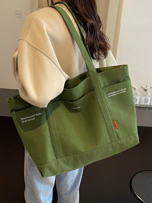 Versatile Canvas Tote Bag for Women - 2025 Spring/Summer Large Capacity Shoulder Bag for Students and Commuters
