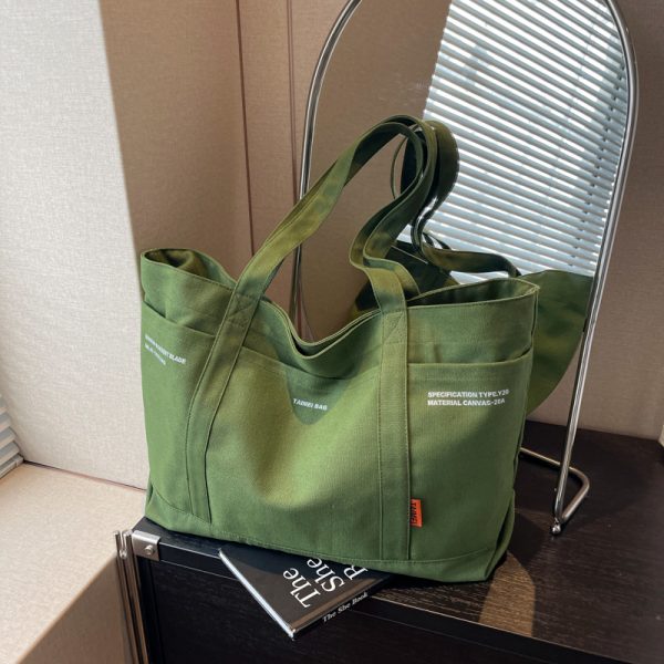 Versatile Canvas Tote Bag for Women - 2025 Spring/Summer Large Capacity Shoulder Bag for Students and Commuters