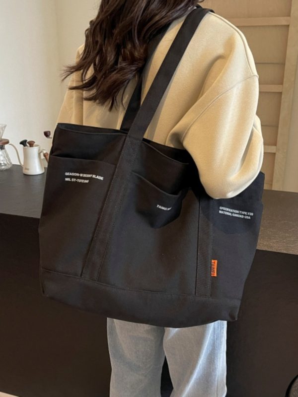 Versatile Canvas Tote Bag for Women - 2025 Spring/Summer Large Capacity Shoulder Bag for Students and Commuters