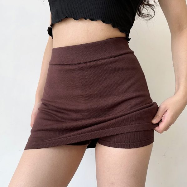 Versatile Knitted Bodycon Short Skirt with Anti-Exposure Safety Pants â€“ European and American Style Women's Fashion