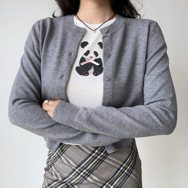 Versatile Long Sleeve Knitted Cardigan Sweater for Women - European and American Retro Solid Color Style