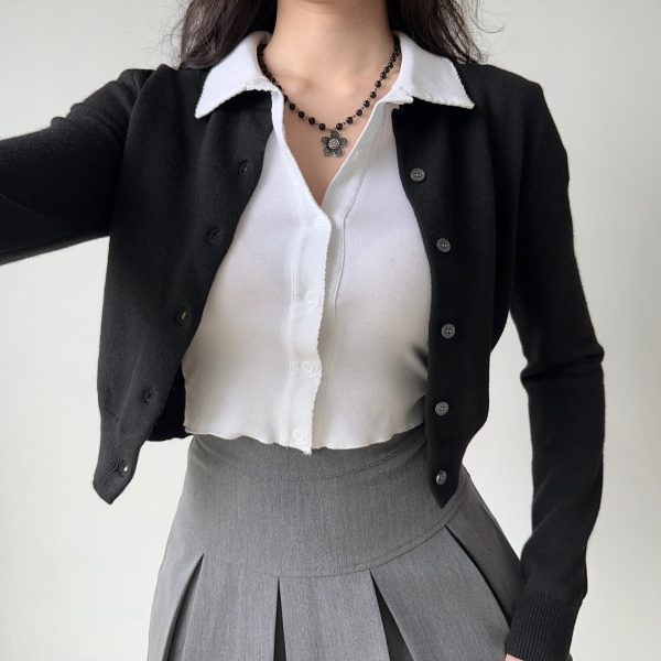 Versatile Long Sleeve Knitted Cardigan Sweater for Women - European and American Retro Solid Color Style