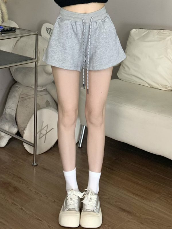 Versatile Mid-Waist Slim A-Line Shorts for Women - Summer Casual Drawstring Hot Pants in Korean Style