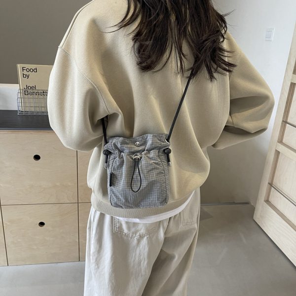 Versatile Nylon Canvas Mini Crossbody Bag - Casual Vertical Phone Bag & Headphone Holder - Trendy Minimalist Shoulder Bag