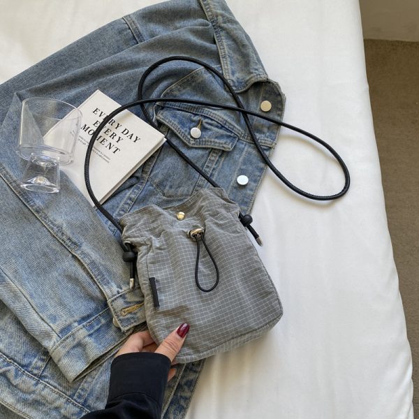 Versatile Nylon Canvas Mini Crossbody Bag - Casual Vertical Phone Bag & Headphone Holder - Trendy Minimalist Shoulder Bag