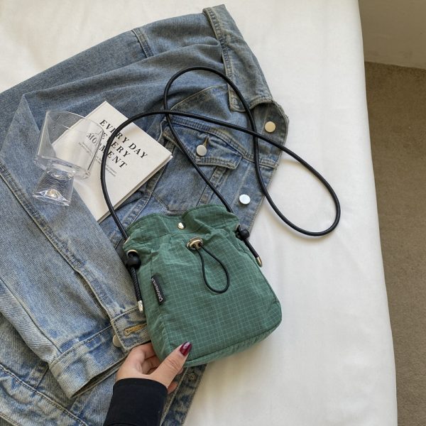 Versatile Nylon Canvas Mini Crossbody Bag - Casual Vertical Phone Bag & Headphone Holder - Trendy Minimalist Shoulder Bag