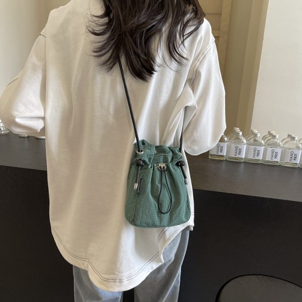Versatile Nylon Canvas Mini Crossbody Bag - Casual Vertical Phone Bag & Headphone Holder - Trendy Minimalist Shoulder Bag