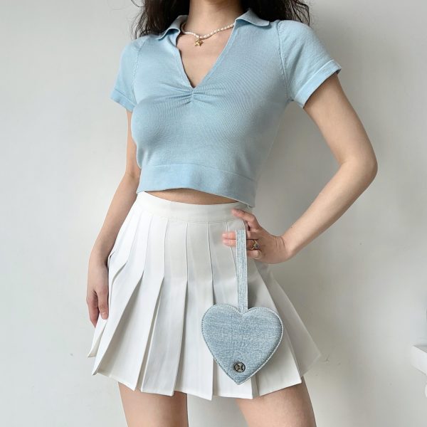 Versatile V-Neck Short Sleeve Knitted T-Shirt for Women - Simple Slim Fit Top in European and American Style, Perfect for Everyday Wear