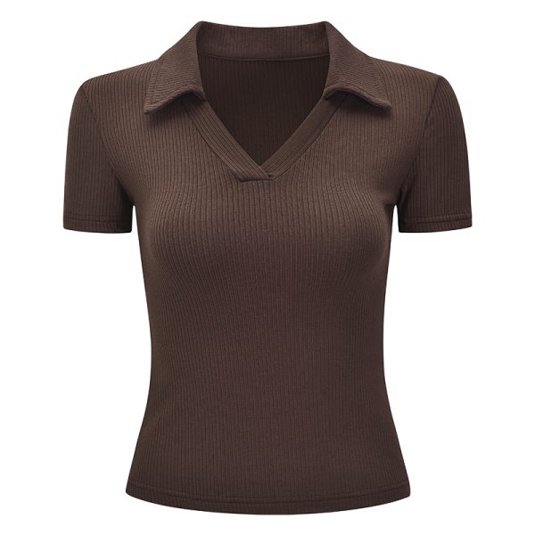 Versatile V-Neck Short Sleeve T-Shirt for Women - Slim Fit, Flattering Design, European American Style, Casual Wardrobe Essential