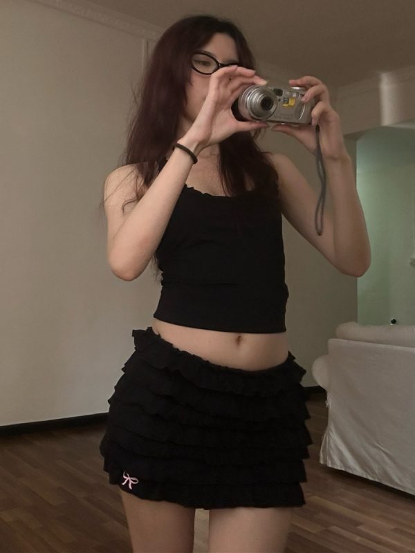 Vintage American Ballet Style Ruffled Puffed Cake Skirt Pants for Women - Cute Girl Aesthetic, Y2K Fashion, Retro Charm