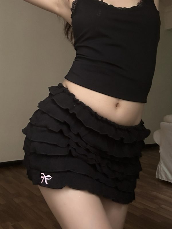 Vintage American Ballet Style Ruffled Puffed Cake Skirt Pants for Women - Cute Girl Aesthetic, Y2K Fashion, Retro Charm