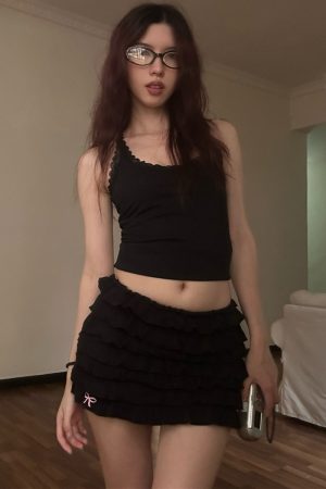 Vintage American Ballet Style Ruffled Puffed Cake Skirt Pants for Women - Cute Girl Aesthetic, Y2K Fashion, Retro Charm