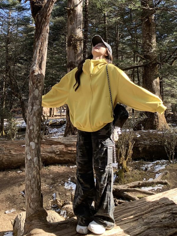 Vintage Camouflage Cargo Pants for Women, Multi-Pocket Loose Straight Wide-Leg Style, 90s Inspired Fashion