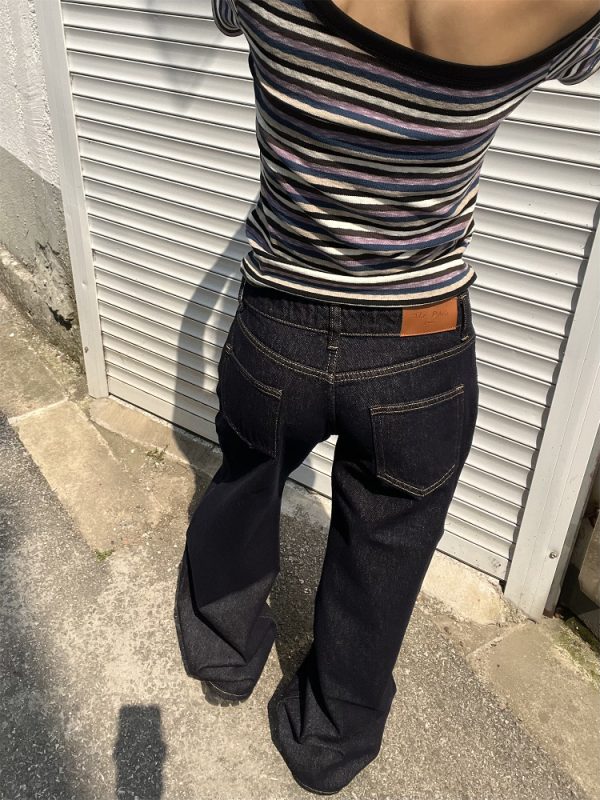 Vintage Dark Blue Wide-Leg Low-Waist Loose Slimming Pants for Women - 2025 Trendy 90s Style