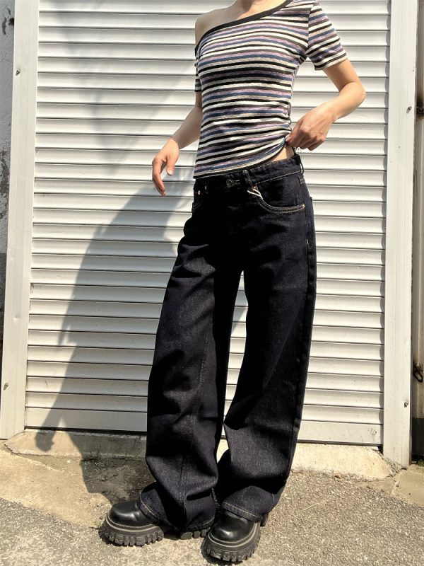 Vintage Dark Blue Wide-Leg Low-Waist Loose Slimming Pants for Women - 2025 Trendy 90s Style