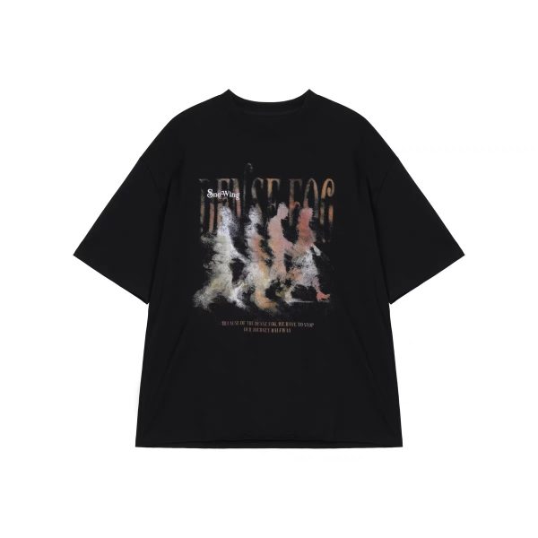 Vintage Distressed Blurry Portrait Print Short Sleeve Unisex Casual Streetwear T-Shirt for Summer, Retro 90s Style