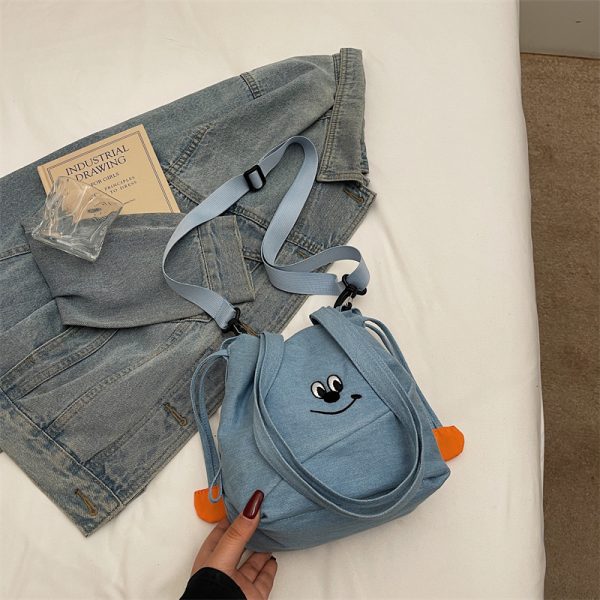 Vintage Embroidered Denim Drawstring Bucket Bag for Women - Cute Summer Crossbody Shoulder Bag for Phones 2025 Style