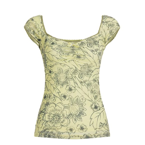Vintage Floral Backless Vest for Women with Low Square Neck and Spaghetti Straps - Retro Charm Summer Style