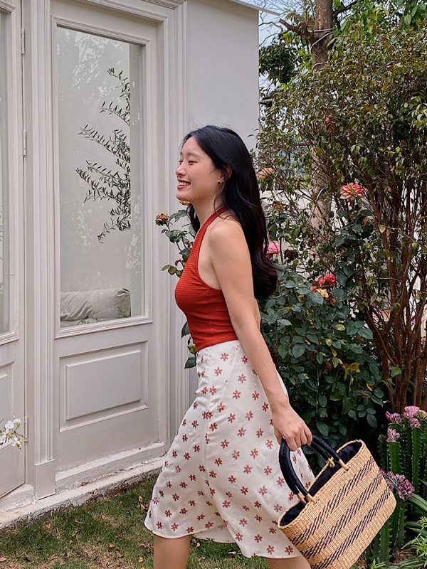 Vintage French Floral Dress with Short Sleeves and A-Line Mid-Length Skirt - Perfect for 90s and Y2K Inspired Styles