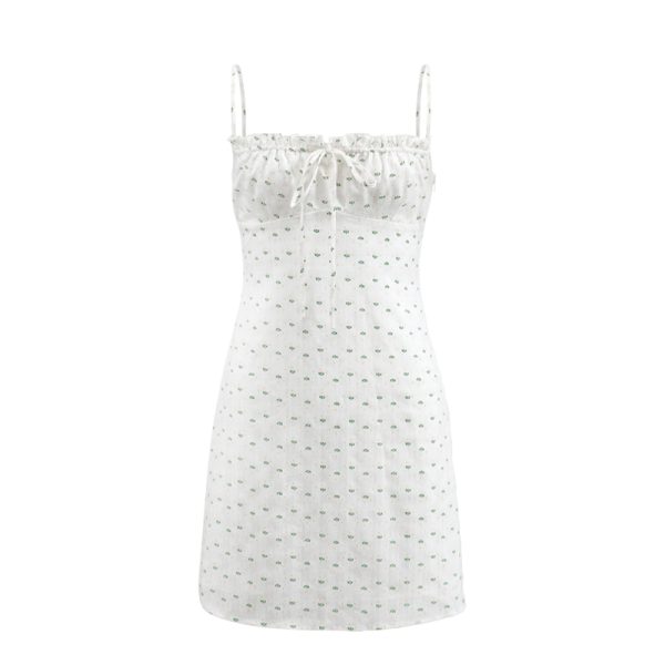Vintage French Plaid Camisole Dress with Waist-Cinching Short Skirt - Chic Summer Style for a Feminine Look