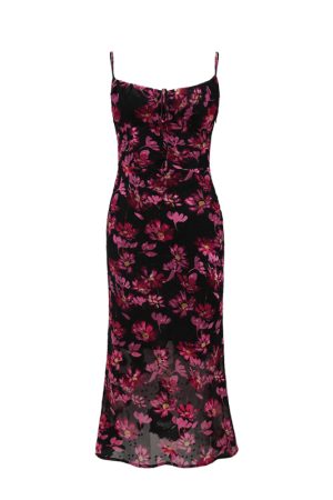 Vintage French Printed Camisole Dress for Women, Sexy Slim Fit Backless Long Dress, Perfect for Summer and Y2K Style