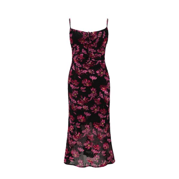 Vintage French Printed Camisole Dress for Women, Sexy Slim Fit Backless Long Dress, Perfect for Summer and Y2K Style