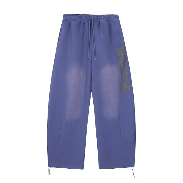 Vintage Gradient Distressed Letter Wide-Leg Curved Blade Sweatpants for Men and Women - Unisex Loose Casual Floor-Length Pants