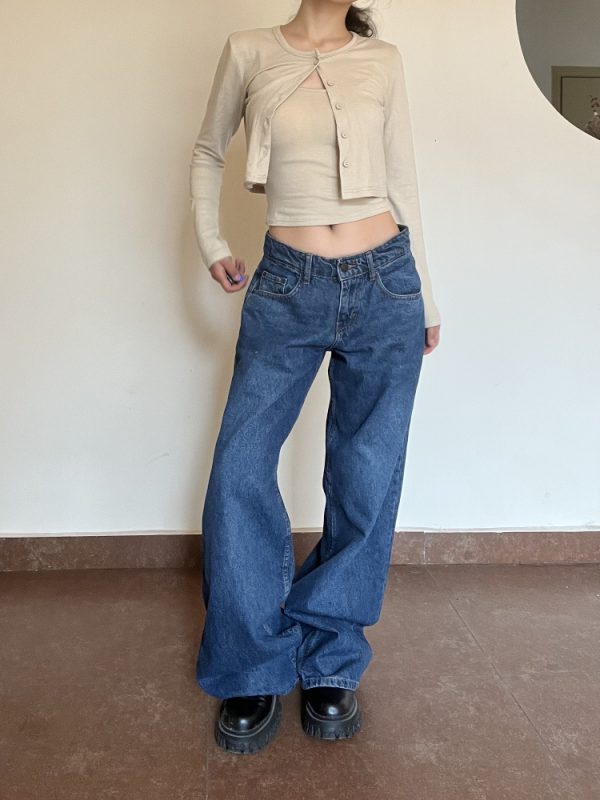 Vintage High-Quality Retro High-Rise Straight Loose-Fit Slimming Washed Denim Jeans for Women - Classic 90s Style