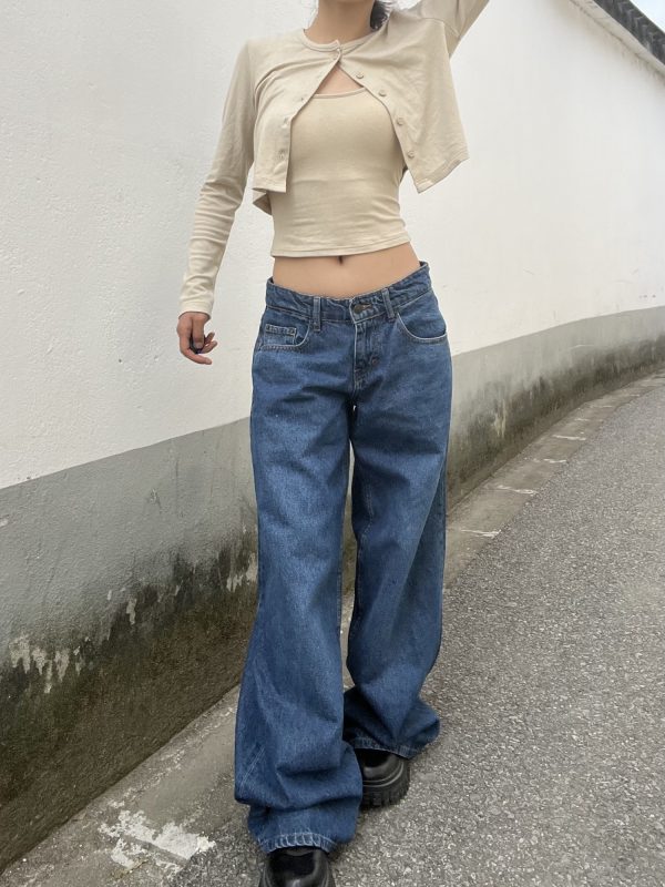 Vintage High-Quality Retro High-Rise Straight Loose-Fit Slimming Washed Denim Jeans for Women - Classic 90s Style
