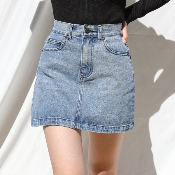 Vintage High-Waisted Distressed Denim Skirt with Cat Paw Print, A-Line Design, Versatile Style for 90s and Y2K Fashion Lovers