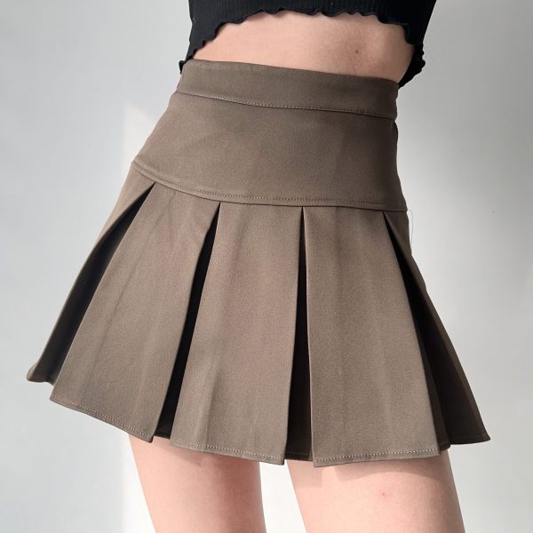 Vintage High-Waisted Pleated Skirt for Women - A-Line Short Skirt for Slimming & Leg-Lengthening - Versatile 90s Inspired Fashion
