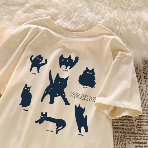 Vintage-Inspired Pure Cotton Loose Fit Short Sleeve T-Shirt for Men and Women, Plus Size, Niche Half-Sleeve Trendy Top