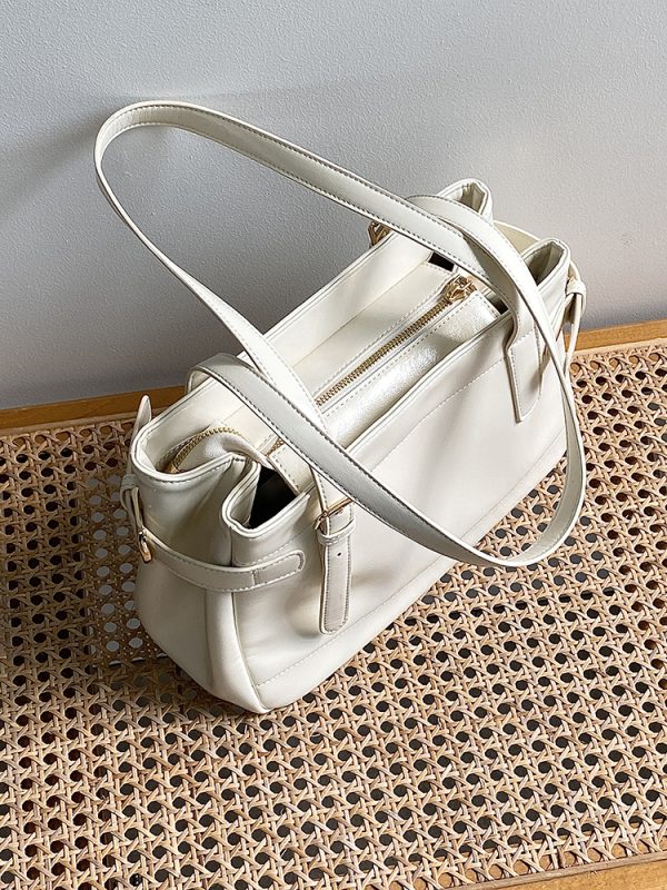 Vintage Korean Style Women's Tote Bag - High-End Large Capacity Handheld Commuter Shoulder Bag for 2025