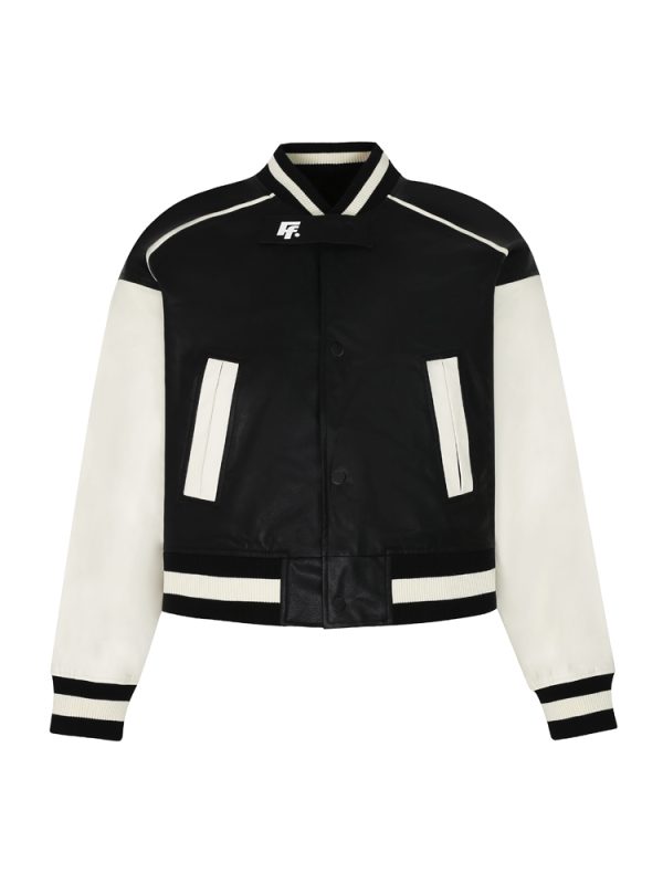 Vintage Leather Letter Logo Slim Fit Baseball Jacket - Autumn Winter American Trend, 90s Style