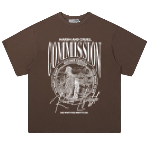 Vintage Letter Print Loose Fit Pure Cotton Couple T-Shirt in 90s Style