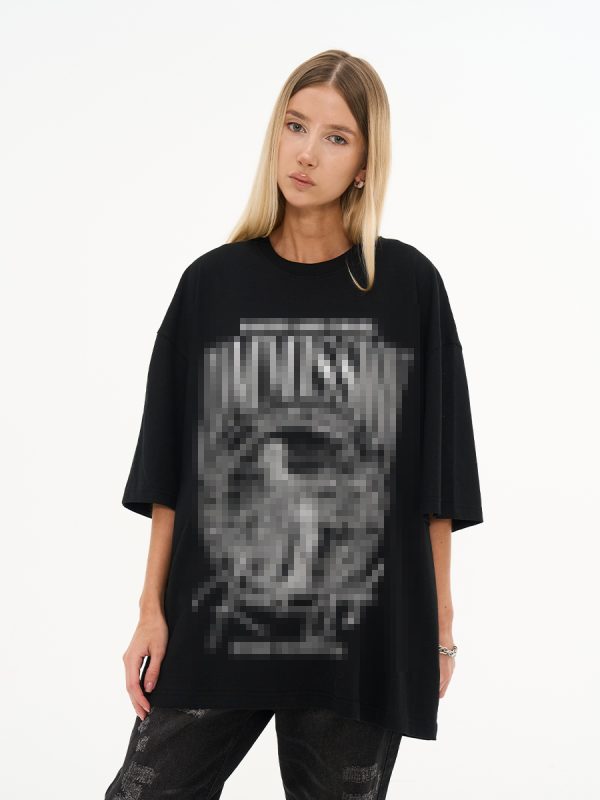 Vintage Letter Print Loose Fit Pure Cotton Couple T-Shirt in 90s Style