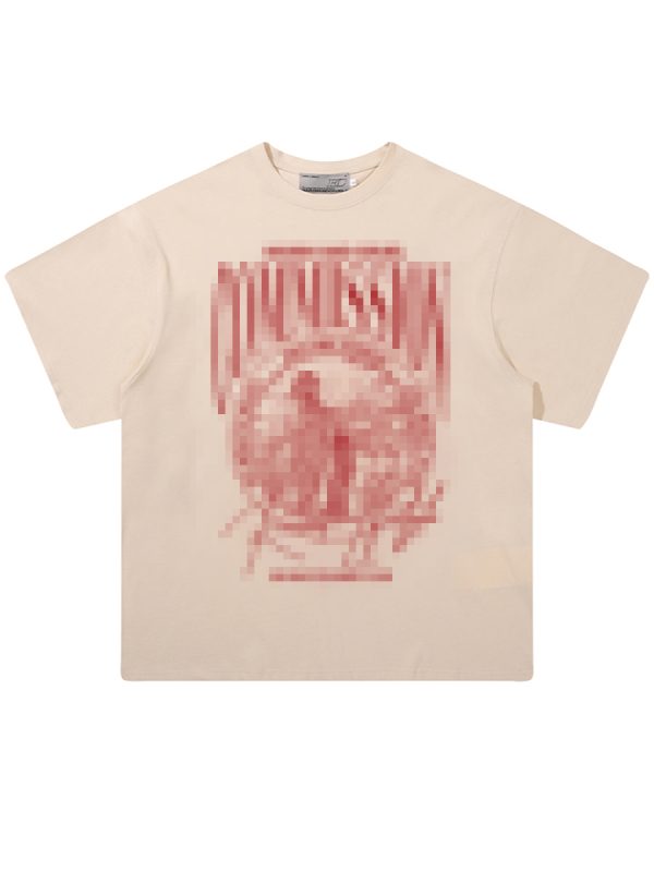 Vintage Letter Print Loose Fit Pure Cotton Couple T-Shirt in 90s Style