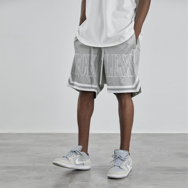 Vintage Loose Fitness Basketball Shorts with Large Logo Print - Street Style, Athletic Wear for Men - Trendy Urban Fashion