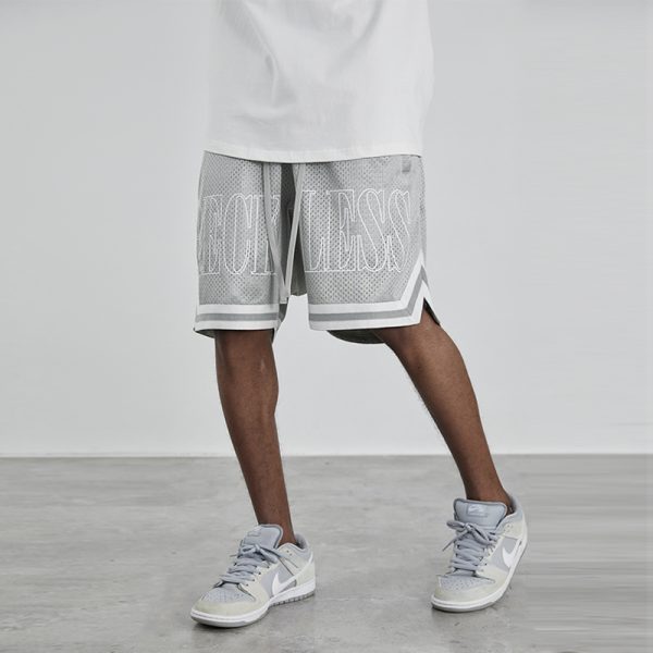 Vintage Loose Fitness Basketball Shorts with Large Logo Print - Street Style, Athletic Wear for Men - Trendy Urban Fashion