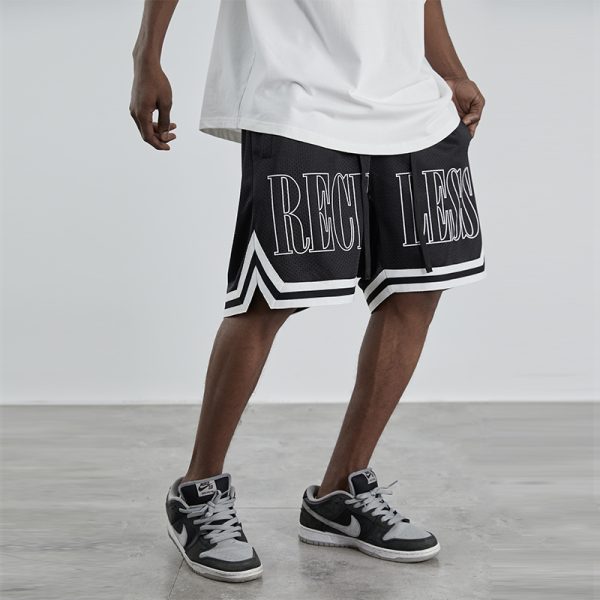 Vintage Loose Fitness Basketball Shorts with Large Logo Print - Street Style, Athletic Wear for Men - Trendy Urban Fashion