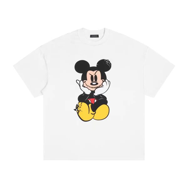 Vintage Mickey Graphic T-Shirt for Women - Retro Washed Short Sleeve Tee in Trendy Street Style