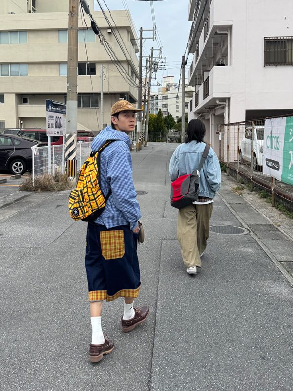 Vintage Plaid Patchwork Denim Shorts for Men and Women, Loose Casual Capris, Summer Streetwear, Retro Style