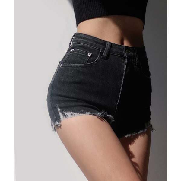 Vintage Ripped Denim Shorts for Women - Sexy Frayed High-Waisted Hot Pants, Slimming & Leg-Lengthening Summer Style