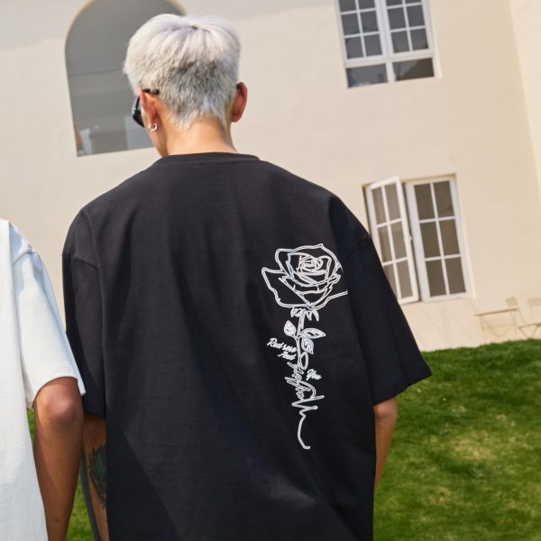 Vintage Rose Print Short Sleeve T-Shirt for Couples - Unisex American Streetwear Loose Fit 2025 Y2K Style