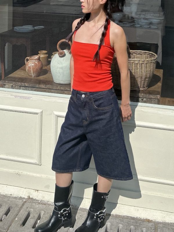 Vintage Street Style Five-Point Denim Shorts for Women, Slim Fit Boyfriend Capris, Casual American Fashion, Summer Essential