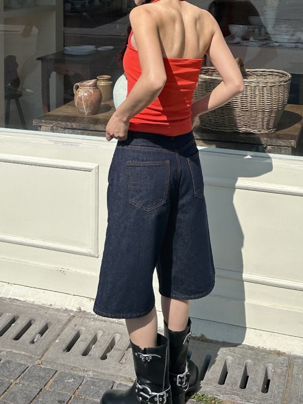 Vintage Street Style Five-Point Denim Shorts for Women, Slim Fit Boyfriend Capris, Casual American Fashion, Summer Essential