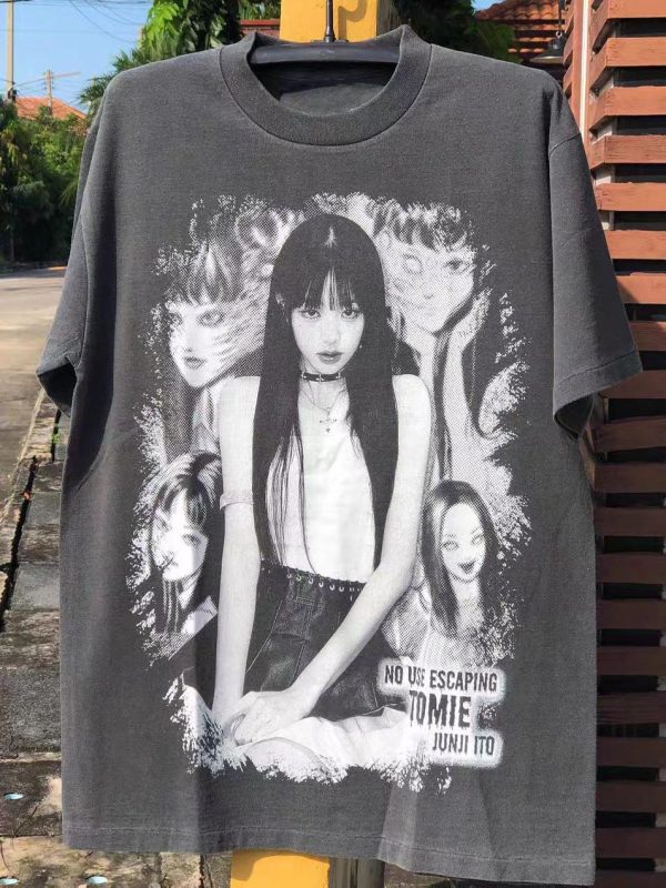 Vintage Washed Distressed Short Sleeve T-Shirt for Women - American Style Trendy Loose-Fitting Top, Casual 90s Inspired Fashion