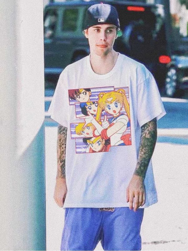 Vintage Water Washed Sailor Moon Short Sleeve T-shirt for Men and Women - 90s Inspired Sailor Senshi Graphic Tee