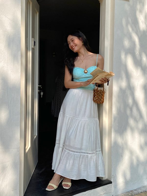 White High-Waisted French-Style Vacation Skirt - Itchy Texture Cake Skirt for Summer, Trendy and Chic